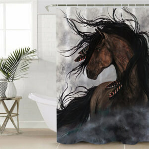 gb nat00143 scur01 brown horse native american shower curtain