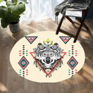 gb nat00144 wolf pattern native american round carpet