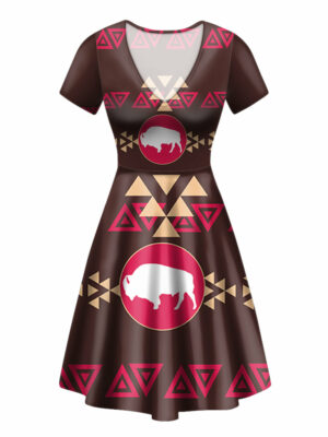 gb nat00161 brown bison neck dress