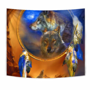 gb nat00179 wolf dreamcatcher native american tapestry