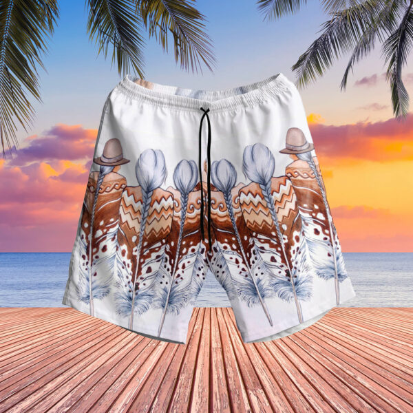 gb nat00204 feather girls native american hawaiian shorts