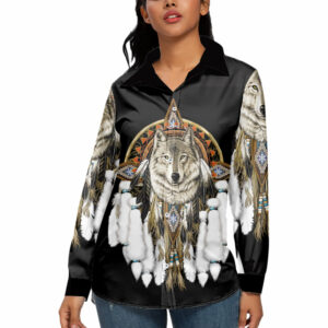 gb nat00210 wolf dreamcatcher feather 3d long sleeve blouse