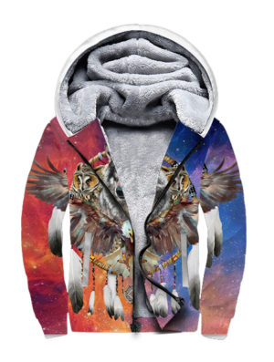 gb nat00211 native american wolf owl eagle dreamcatcher 3d fleece hoodie 1