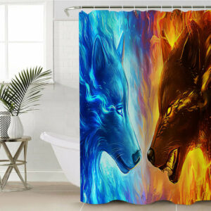 gb nat00212 ice fire wolf shower curtain