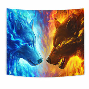 gb nat00212 ice fire wolf tapestry 1