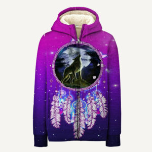 gb nat00229 violet dreamcatcher wolf native american 3d fleece hoodie