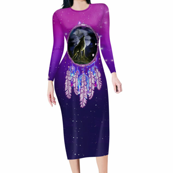 gb nat00229 violet dreamcatcher wolf native american body dress