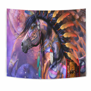 gb nat00255 horses dreamcatcher native american tapestry 1