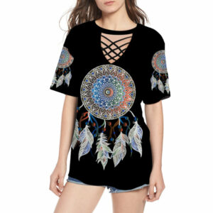 gb nat00259 mandala dream catcher round neck hollow out tshirt 1