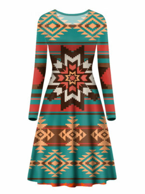 gb nat00320 ethnic ornament seamless pattern long sleeve dress 1