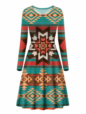 gb nat00320 ethnic ornament seamless pattern long sleeve dress