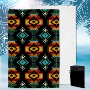 gb nat00321 native american patterns black red pool beach towel