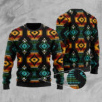 gb nat00321 native american patterns black red sweater