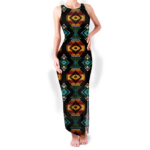 gb nat00321 pattern native round neck double slit sundress