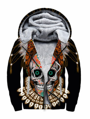 gb nat00328 warrior of indian skull 3d fleece hoodie