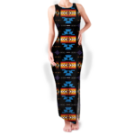 gb nat00363 pattern native round neck double slit sundress