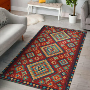 gb nat00371 geometric red green pattern area rug 1