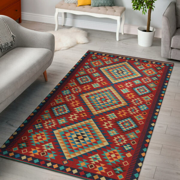 gb nat00371 geometric red green pattern area rug