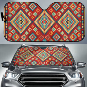 gb nat00371 geometric red green pattern auto sun shades