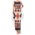 gb nat00375 pattern native round neck double slit sundress