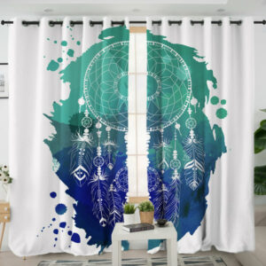 gb nat00376 blue green dream catcher living room curtain 1