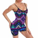 gb nat00380 purple tribe pattern basic fitted unitard romper