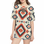gb nat00389 pink geometric pattern round neck hollow out tshirt