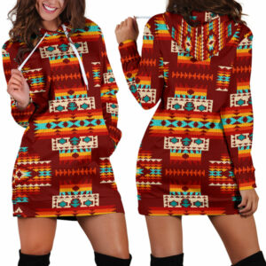 gb nat00402 02 red pattern native hoodie dress 1