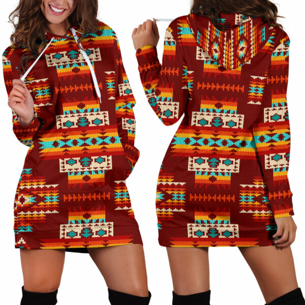 gb nat00402 02 red pattern native hoodie dress