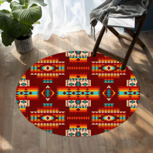 gb nat00402 02 red pattern native round carpet