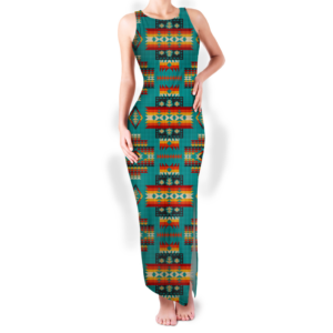 gb nat00402 04 pattern native round neck double slit sundress