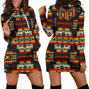 gb nat00402 black pattern native hoodie dress 1