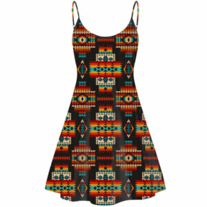 gb nat00402 black pattern native strings dress 1