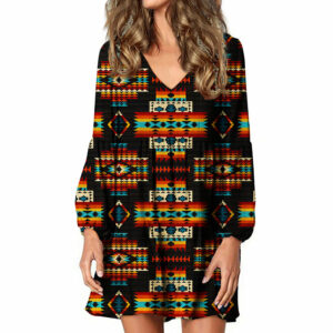 gb nat00402 black pattern native swing dress