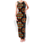 gb nat00402 pattern native round neck double slit sundress