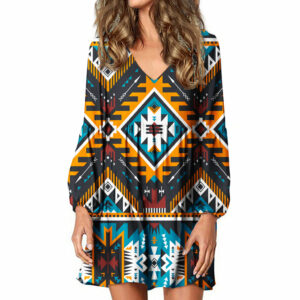 gb nat00406 yellow aztec geometric swing dress