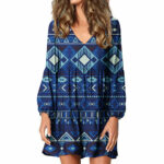 gb nat00407 navy pattern native swing dress