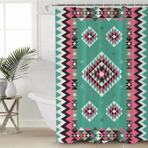 gb nat00415 03 ethnic geometric pink pattern shower curtain
