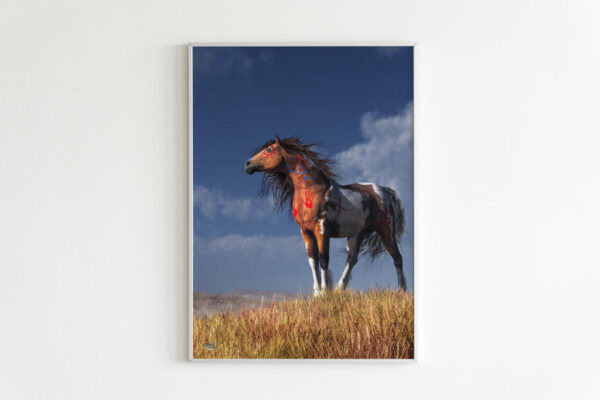 gb nat00428 brown white horse native canvas