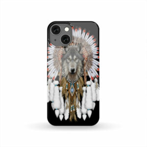 gb nat00446 wolf with feather headdress phone case 1