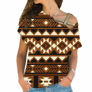 gb nat00508 brown pattern native cross shoulder shirt