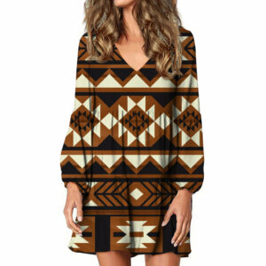 gb nat00508 brown pattern native swing dress