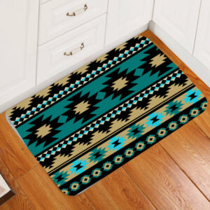 gb nat00509 green ethnic aztec pattern doormat