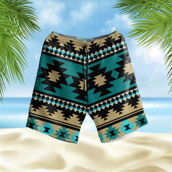 gb nat00509 green ethnic aztec pattern hawaiian shorts