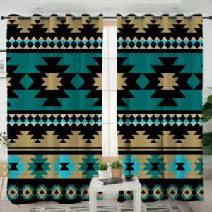gb nat00509 green ethnic aztec pattern living room curtain