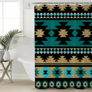 gb nat00509 green ethnic aztec pattern shower curtain