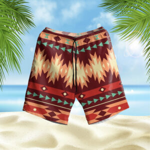 gb nat00510 red ethnic pattern hawaiian shorts