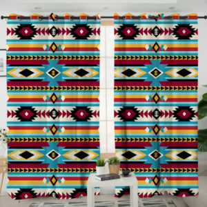gb nat00511 blue red pattern native living room curtain