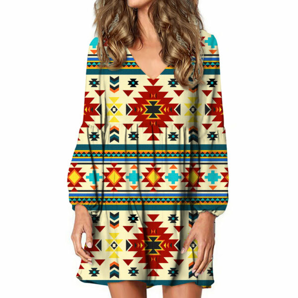 gb nat00512 full color southwest pattern swing dress