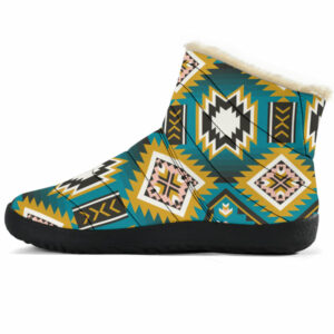 gb nat00517 turquoise geometric pattern cozy winter boots 1